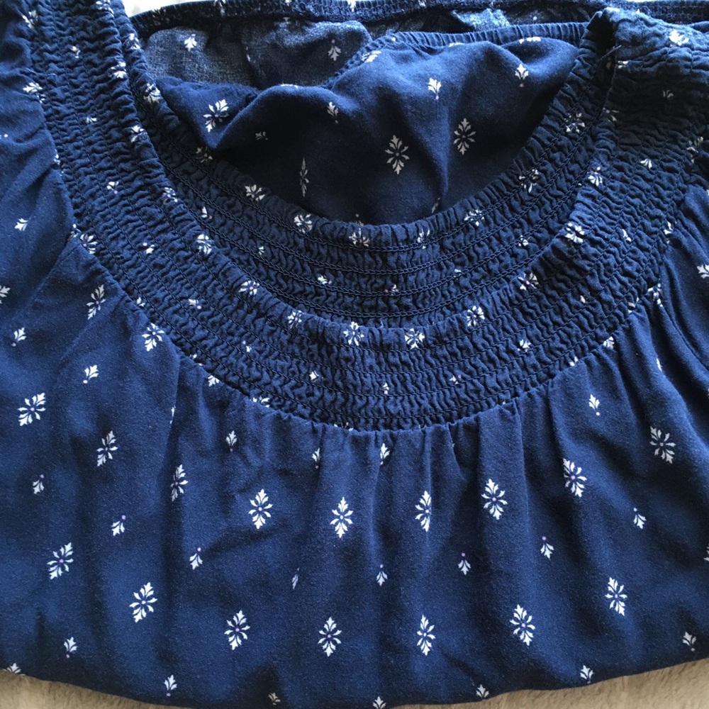 Navy blue shirt with flower imprints